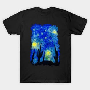 Starry night in the desert Van Gogh Monet Cézanne T-Shirt